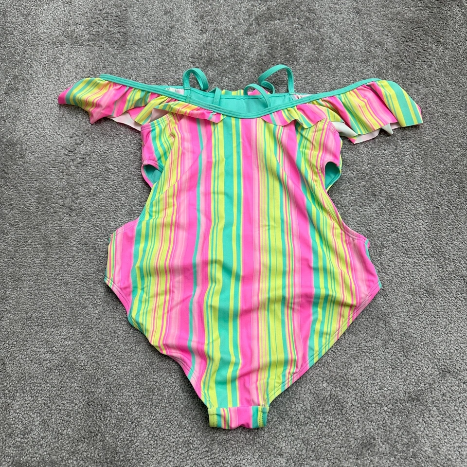 Traje de baño Wonder Nation de una pieza para niñas niños XL traje de baño a rayas múltiples playa Foto 2 de 4