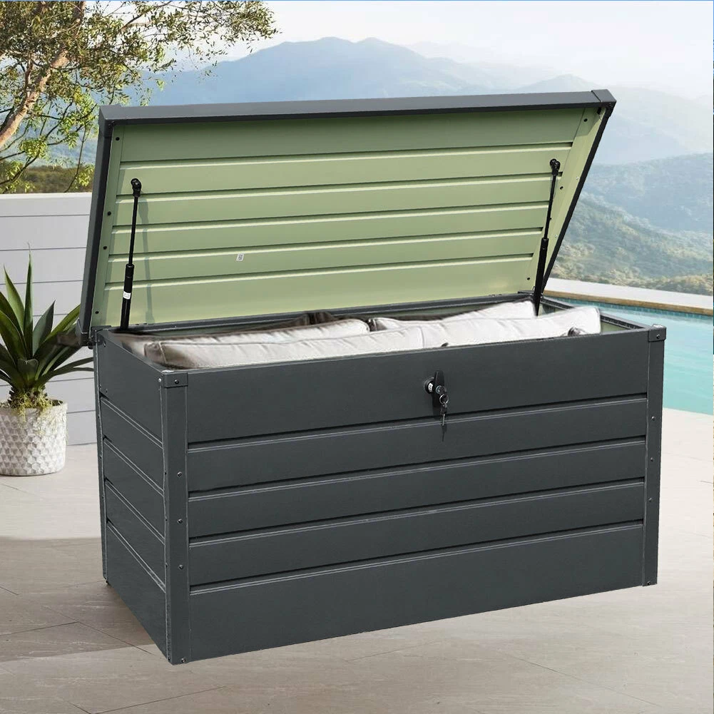 Lockable Garden Outdoor Storage Box Galvanized Steel Chest Trunk