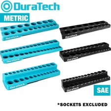 DURATECH 6PC Magnetic Socket Organizer Set 1/4" 3/8" 1/2" Socket Tray SAE Metric