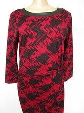 Geometric Dress Tahari Arthur S Levine Red Black Knee Length Medium NEW