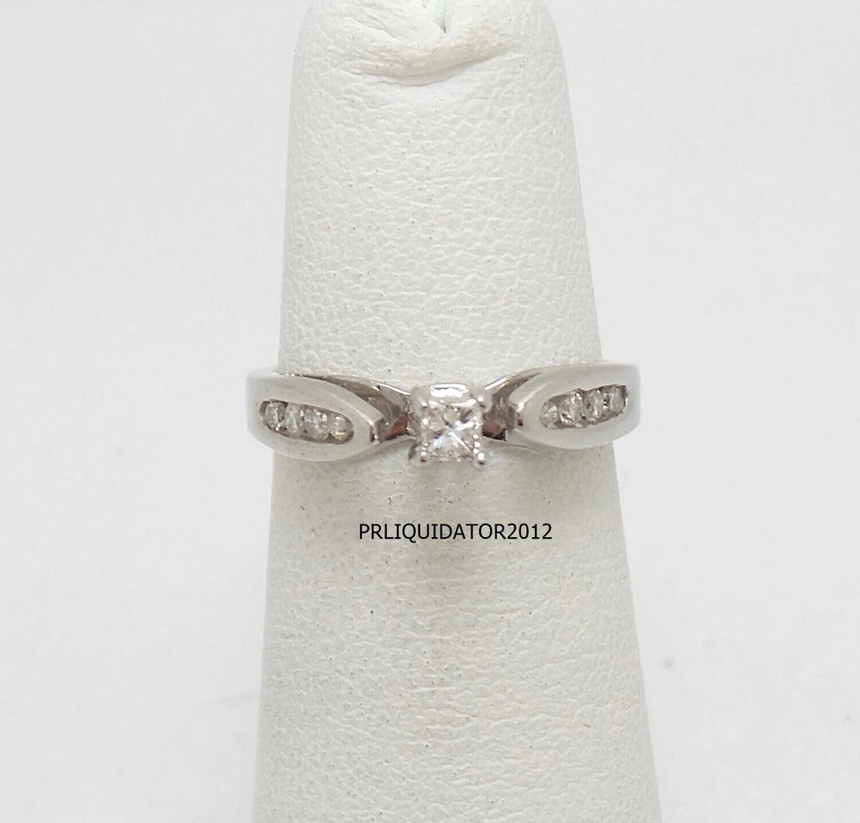 1/4CT Natural Princess Diamond Solitaire Engagement Wedding Ring 10K White Gold - Image 2 of 4