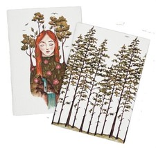 NEW Set 2 Journals Lined  Blank 5" x 7" Nature Tree Woman Fun Folks Notebooks