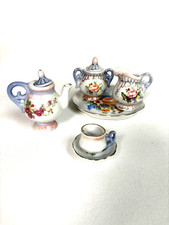 Miniature Tea Set Porcelain Bisque with Florals