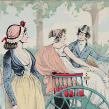 Victorian Era Fashion PARIS Color PRINT 1898 Francois Courboin WHISKEY CARRIAGE 