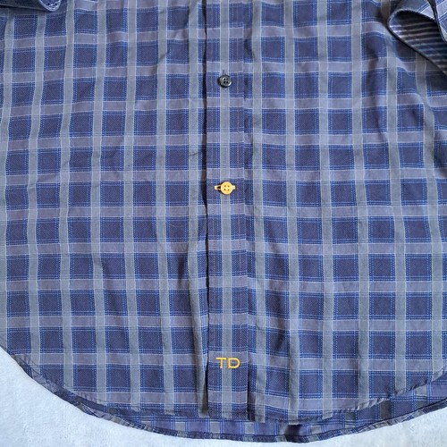 Camicia elegante uomo Thomas Dean, taglia M, manica lunga, stampa a quadri, polsini infradito - Foto 7 di 7