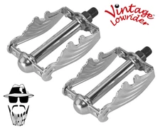 ORIGINAL F&R Vintage Lowrider Pedal Wing Twisted Bicycle Pedals 1/2" Chrome