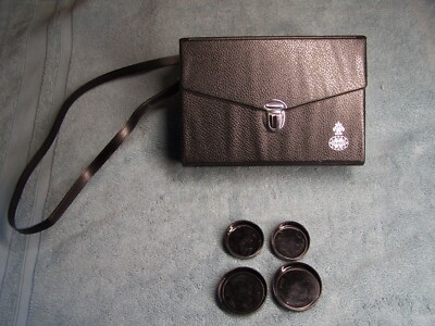 Tasco Vintage Black Leather Binocular Case & Eye Cups Japan 7.75 x 2.75 x 5.5