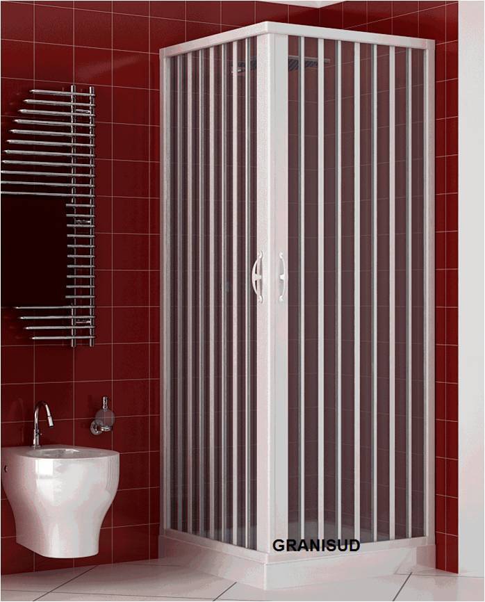 Mampara ducha en PVC con apertura angular dos puerta plegable 2 lados 70 x  70cm