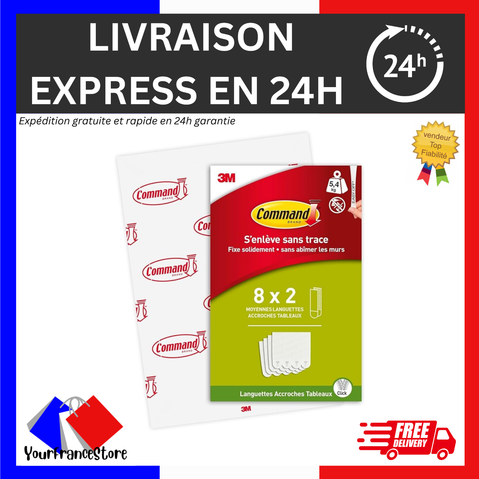 Accrocher un tableau sans trou avec les languettes Command moyennes, fixation propre 5,4 kg