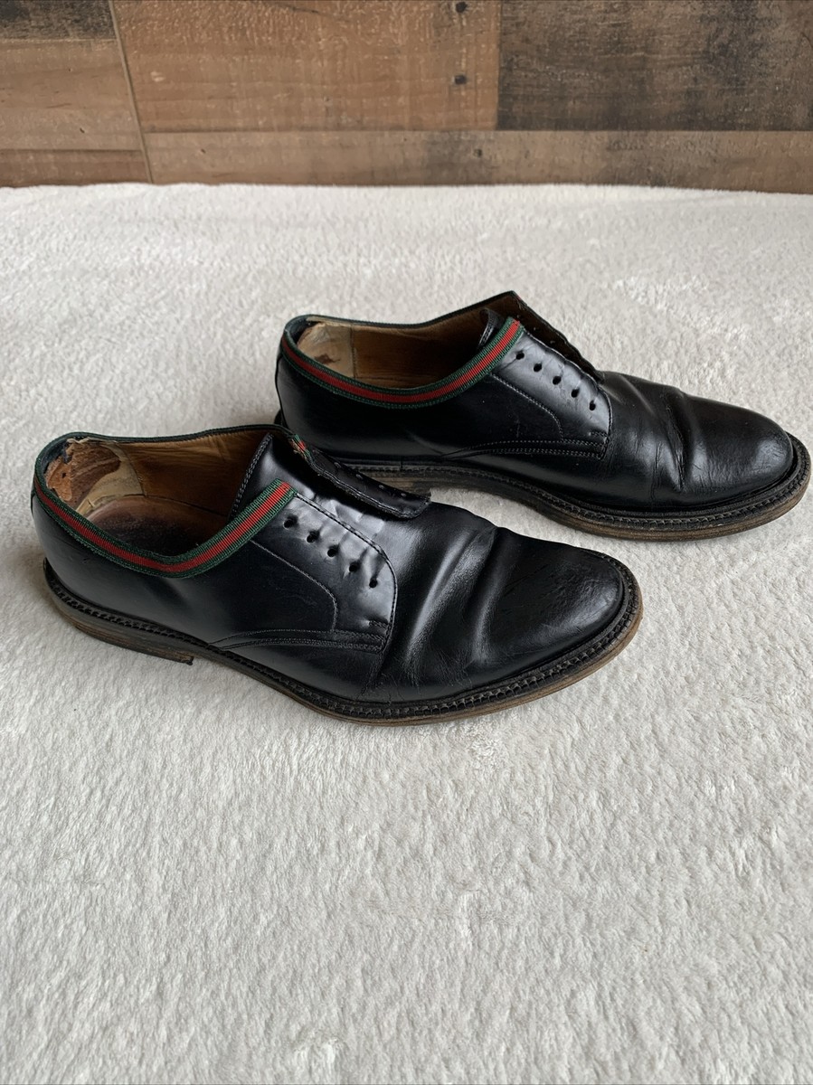 Men's Gucci Black Leather Lace-Up Derby Shoes 472749 ITALY Men's Gucci Black Leather Lace-Up Derby Shoes 472749 ITALY