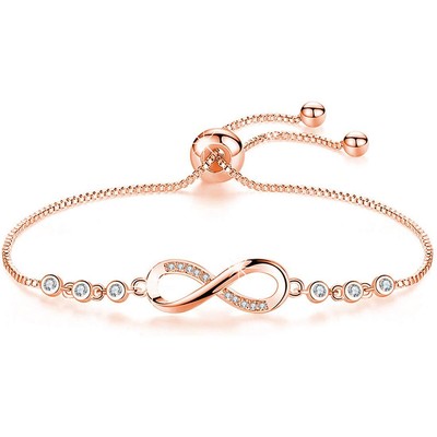 Infinity Armband Aus 925 Sterling Silber Mit Zirkonia – Verstellbar, Geschenk Für Frauen & Mamas