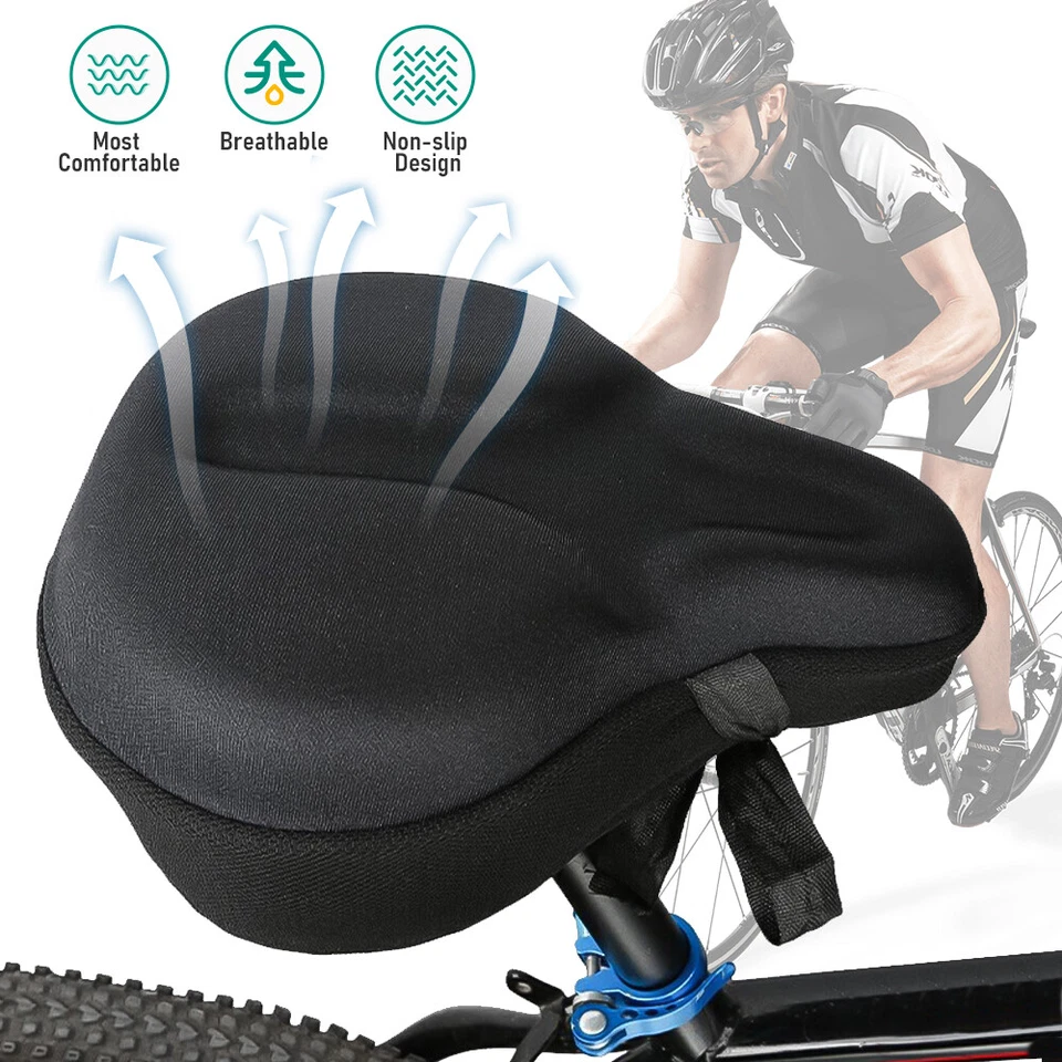 Comfort Bike Seat Cushion Soft Gel Extra Wide Big Bum Bicycle Saddle Pad Sporty - Image 4 of 4