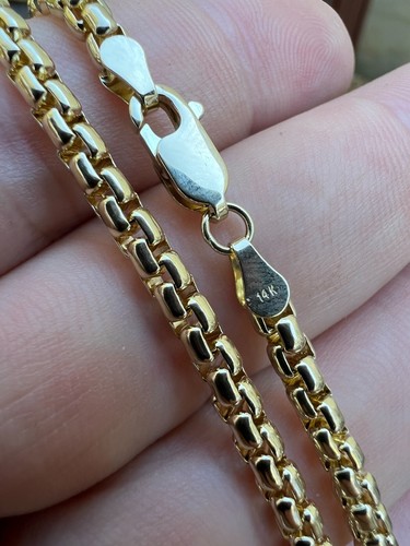 Real Solid 14k Yellow Gold Rounded Box Rolo Chain 1.5mm-3.5mm 16-24" Necklace - Picture 11 of 12