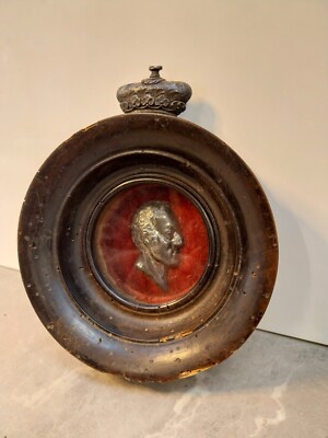 Antikes 19.Jh. Weißmetall Portrait Relief Herzog von Wellington ''J. Herbert Fecit''
