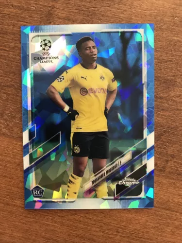 Youssoufa Moukoko 2020-21 Topps Chrome Blue Sapphire Rookie #55 Dortmund Nice RC