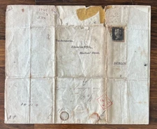 QV GB SG1/3 1d Penny Black Cover NF Forwarded Cover Lettersheet Turned & PrePaid