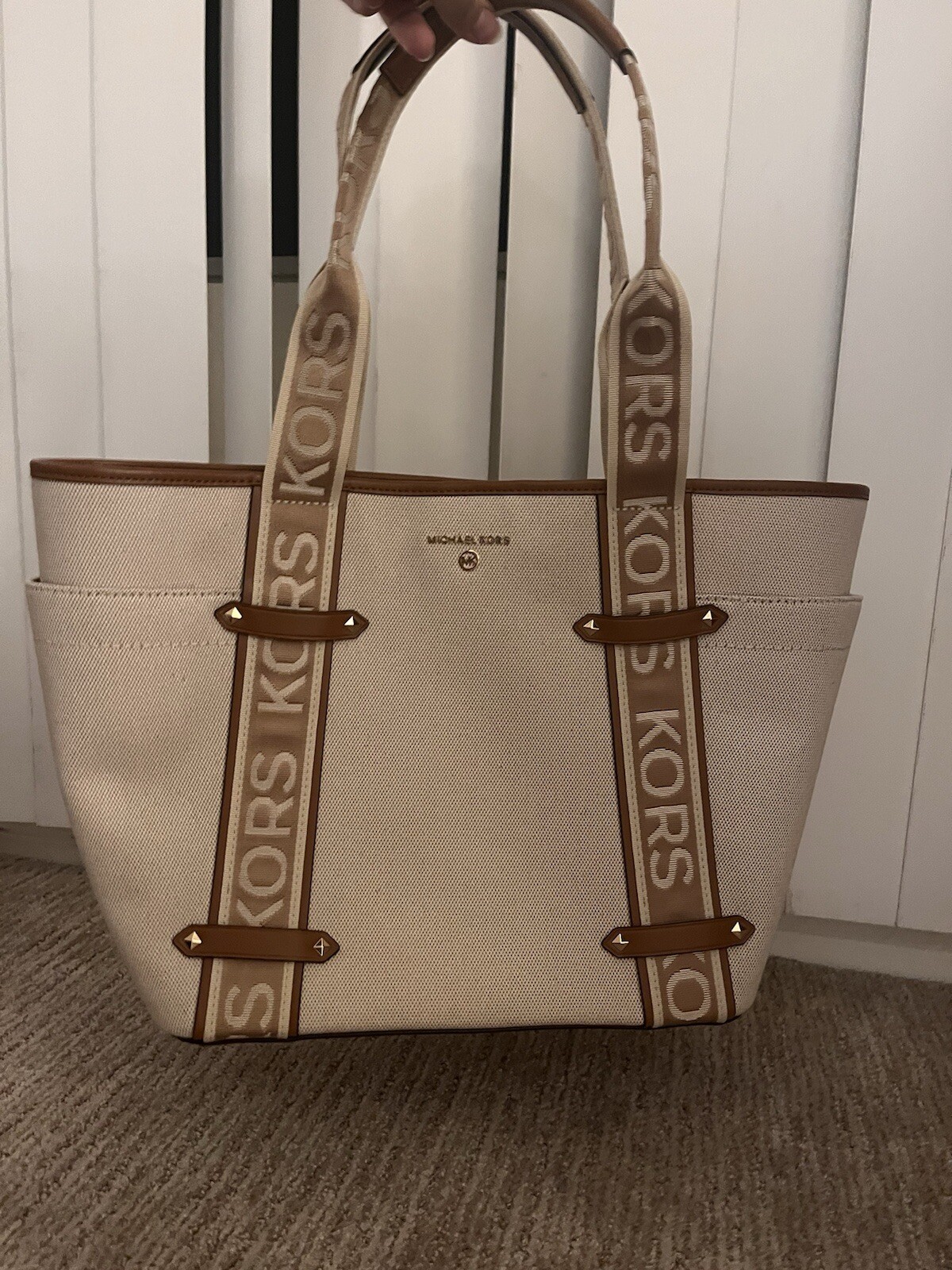 MICHAEL MICHAEL KORS Maeve Logo Small Convertible Tote Handbag AUTHENTIC