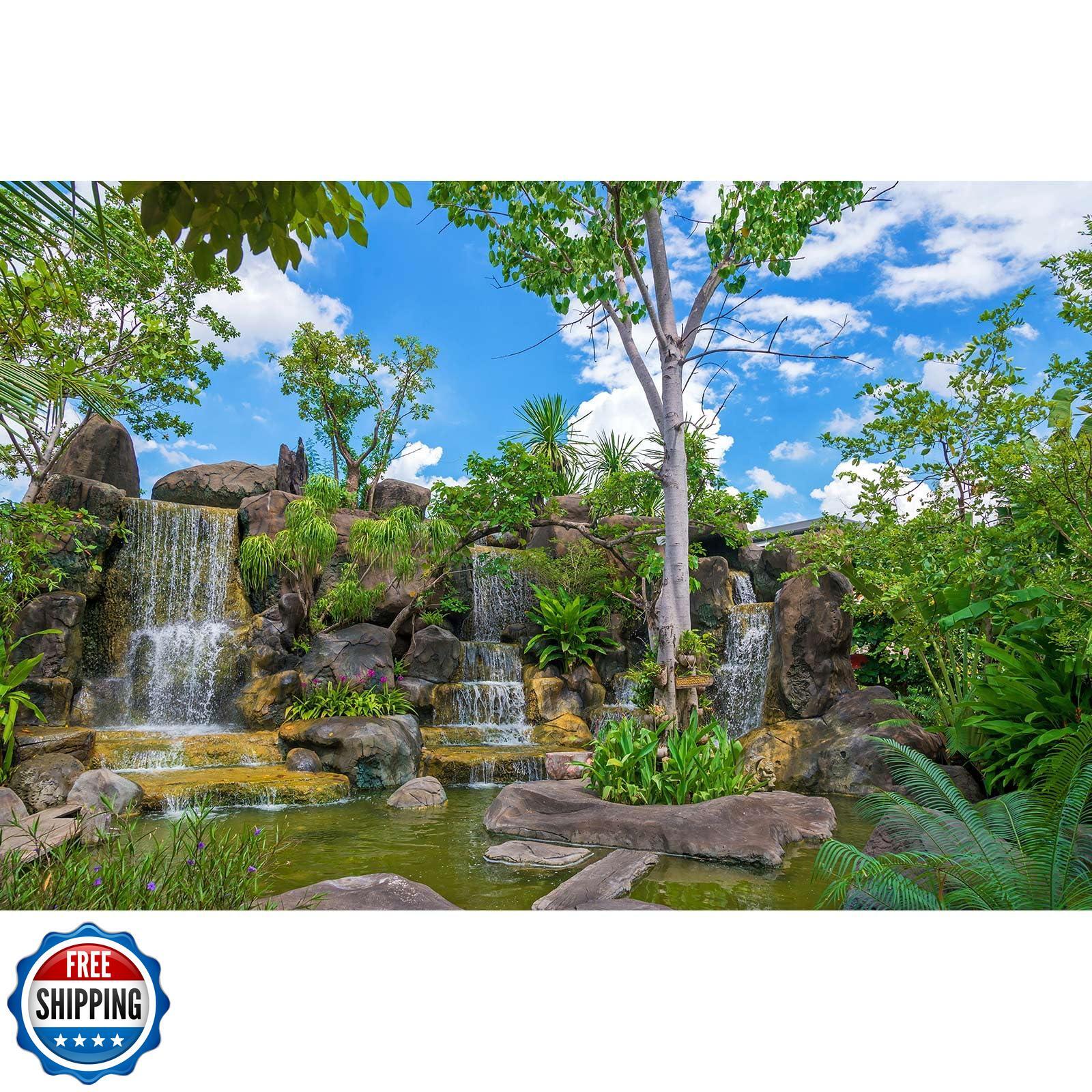 ZatiasMiller Aquarium Background with Garden Waterfall and Tropical Plants for Terrarium