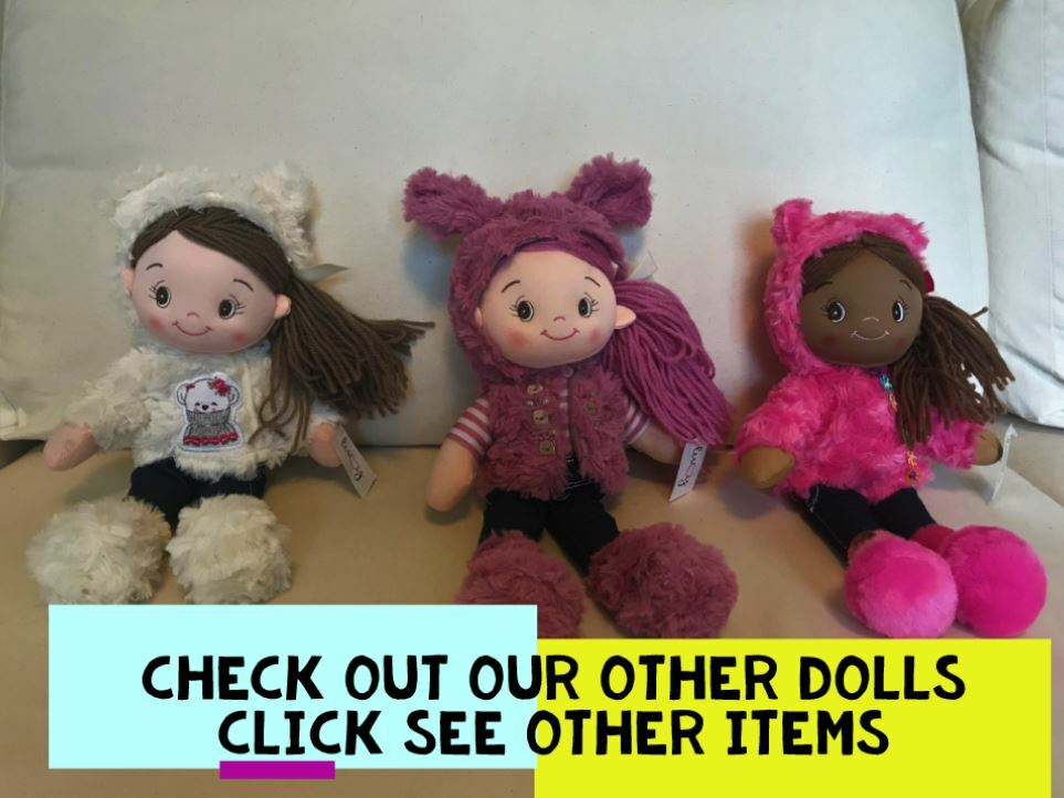 Cute Rag Doll Luvy 16" Black/Fuschia