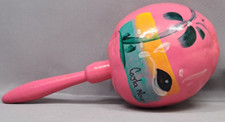 Vintage Costa Maya gourd maracas orange 7"