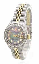 Rolex Lady Datejust Diamond Bezel Watch Thaitian Pearl 5