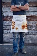 Short Bistro Apron Rust Dyed Organic Cotton Denim Twill One Of A Kind Handmade