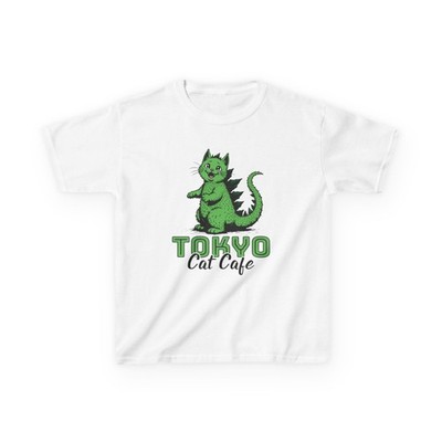 Tokyo Cat Cafe - Cute Cartoon Animal Logo Gildan Kids Heavy Cotton Tee