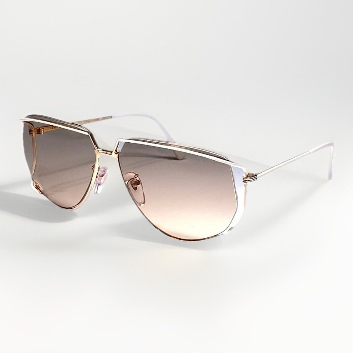 RARE Tura Vintage Sunglasses Rimless White & Gold 70