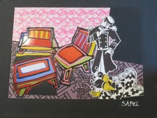 Dominique SAPEL (XX) PAINTING MIXED TECHNICAL WORK SINGULAR ART RAW WOMAN