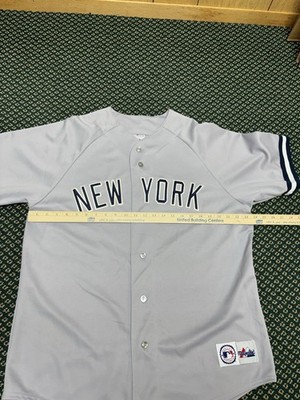 VTG 90s New York Yankees Majestic Baseball Jersey Away Gray Blank