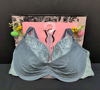 Adore Me Clairabelle Mesh Underwired Push Up Demi Bra 40C Silver Blue