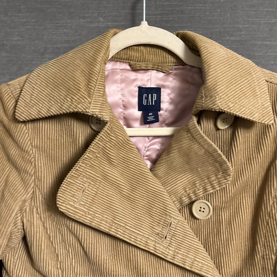 Chaqueta Gap XS Marrón Pana Recortada Chaquetón Trinchera Edredón Líneas Años 90 y2k Foto 4 de 4