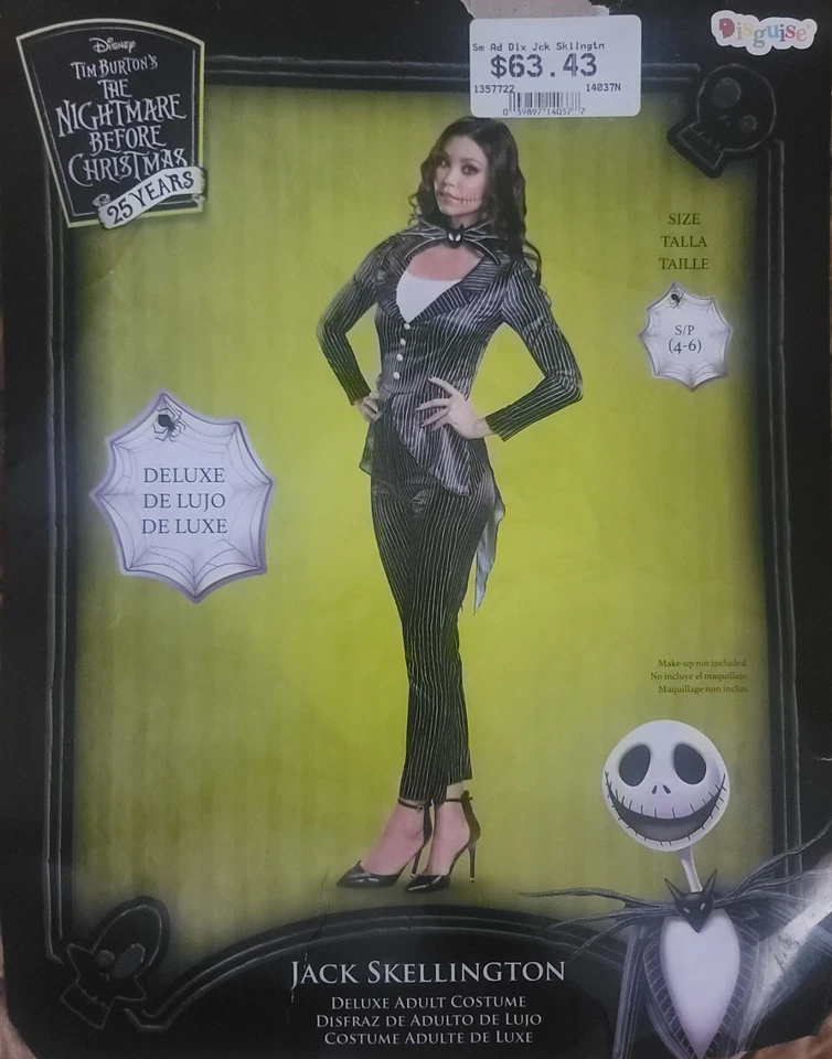 Disney Womens New Size S Nightmare Before Christmas Jack Skellington Costume - Image 2 of 4