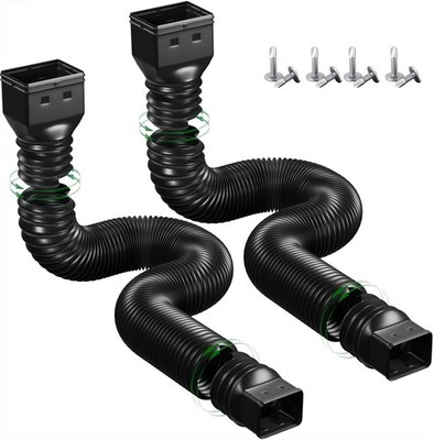 2 Pack Rain Gutter Downspout Extensions Flexible,Down Spout Extender Diverter...