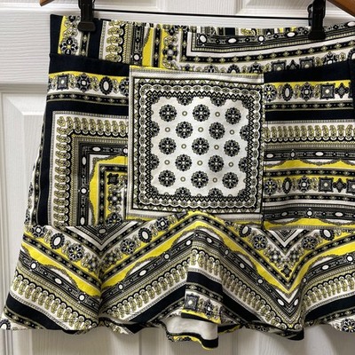 Le Lis Blanc Deux Women s Sz G (Large) Yellow, Black & White Bandana Print Skirt