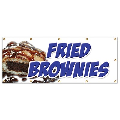 FRIED BROWNIES BANNER SIGN ice cream dessert whipped cream deep