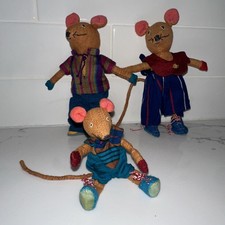 Barbara Sansoni Handwoven Mouse Lot Of 3 Family Mom, Dad, Child Handmade EUC