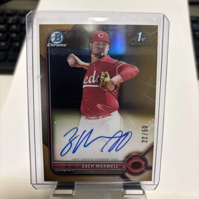 2022 Bowman Chrome Zach Maxwell Gold Wave /50 1st Auto "Big Sugar"