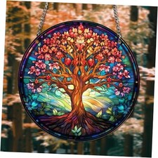 Tree of Life Acrylic Window Hangings Big Tree Stained Glass Panels Wall Decor