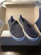 Rothys Womens The Original Slip On Sneaker Black Solid Blue Halo Size 8.5 EUC