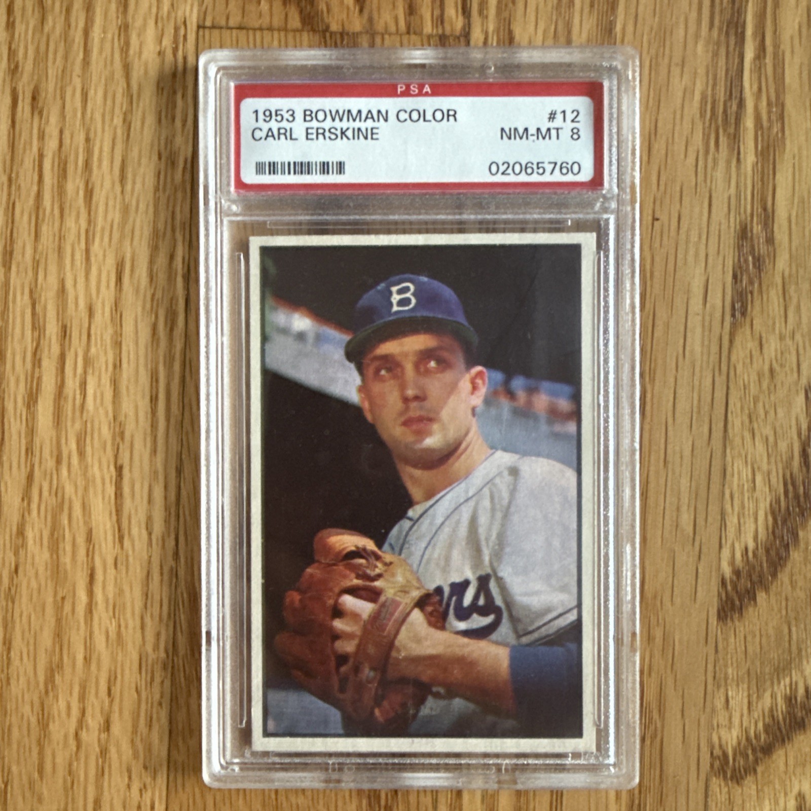 1953 Bowman Color #12 Carl Erskine PSA 8!!!  Brooklyn Dodgers!!!!  Beautiful!!!!