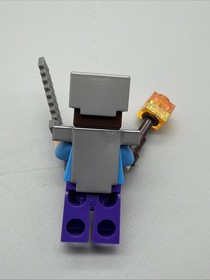 Lego Steve Minifigure Minecraft Silver Helmet Armor 21118 21131 21161 min013
