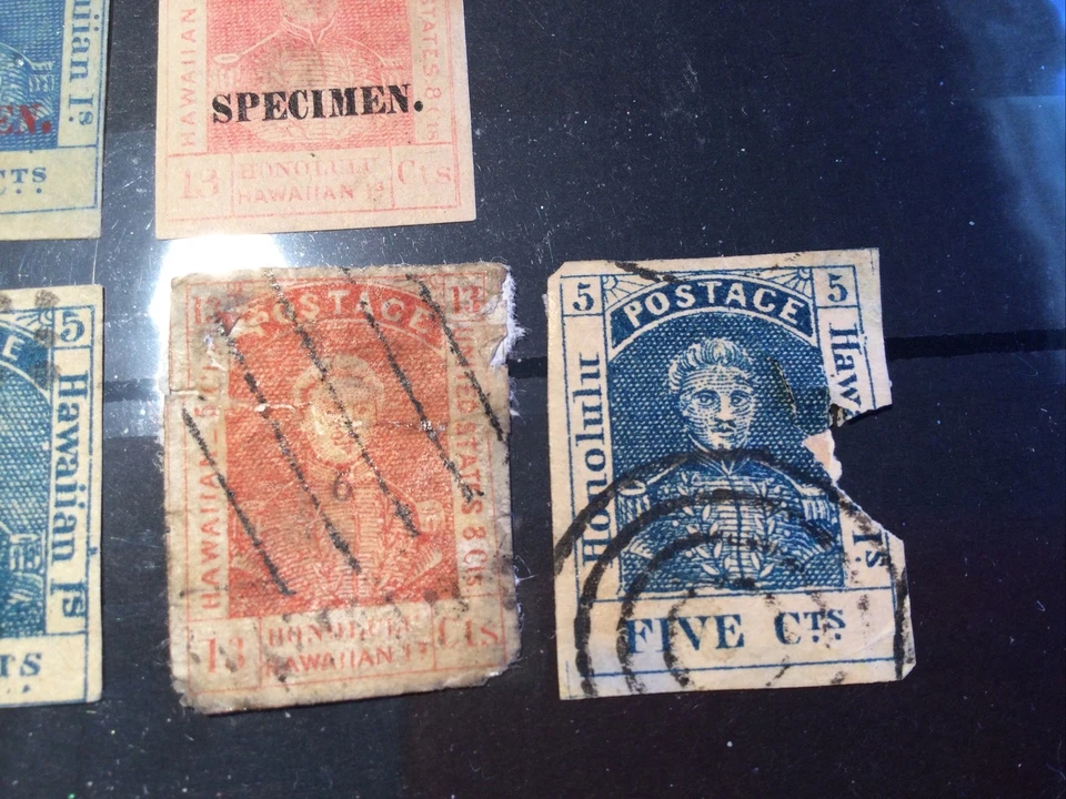 Hawaii 13ct and 5ct 1853-1889 ex Exhibit of ￼￼early HI  Stamps + Forgeries - Image 4 of 4