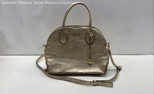 Michael Kors Mercer Pale Gold Large Dome Satchel Leather Purse Bag