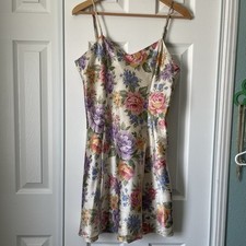 Vintage Private Luxuries Women  s Floral Slip Dress Vibrant Colors Size M