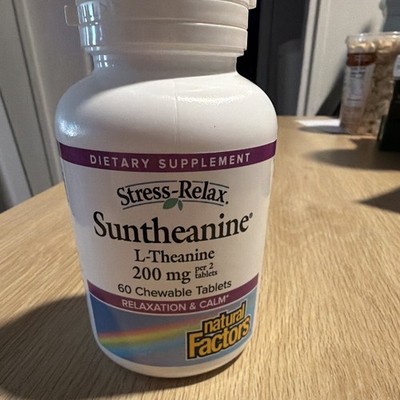 Natural Factors Stress-Relax Suntheanine L-Theanine 200mg 60 Chew Tabs Non-GMO