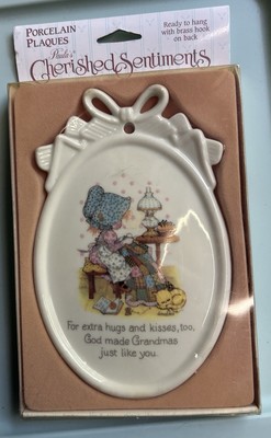 Vintage Holly Hobbie Porcelain Wall Plaque Oval God Made Grandma s Just Like You