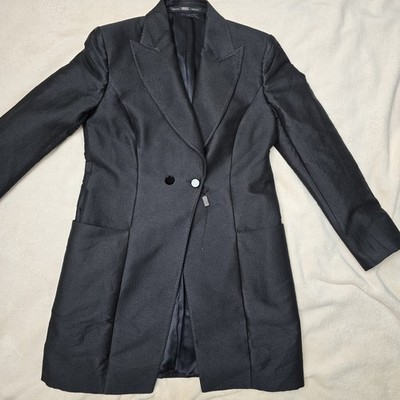 90s Y2K Gianfranco Ferre Women Long Coat Black Size Large New Wit Tag Silk Italy