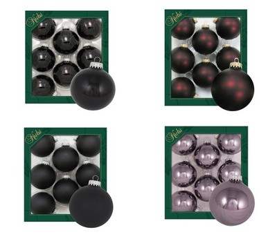 Krebs Glas Lauscha dunkle Baumkugeln im 8er Set - Christbaumschmuck aus Glas