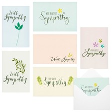 48 Pack Bulk Sympathy Cards with Envelopes Box Set, 6 Foliage Designs, 4 x 6 In